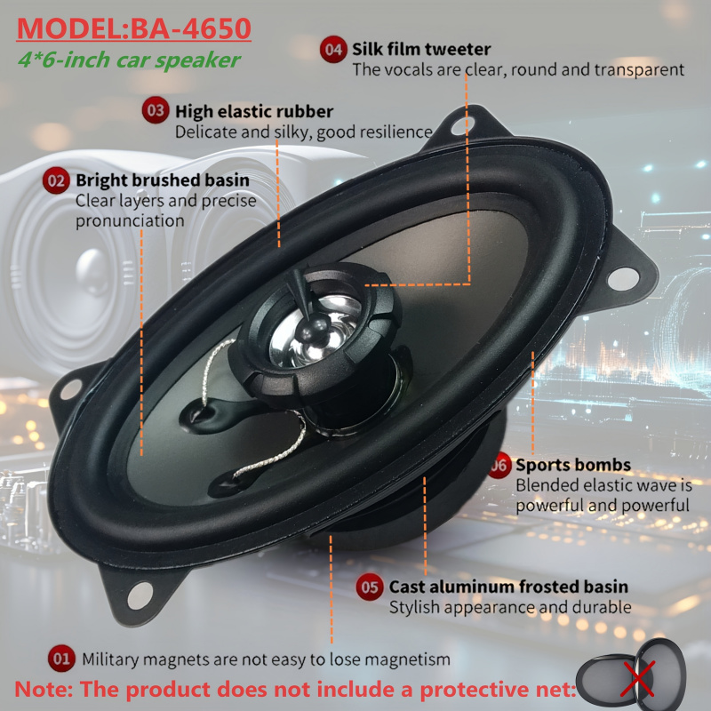 Audio Universal Music - Speaker Koaksial Mobil 4X6 Inci, Audio
