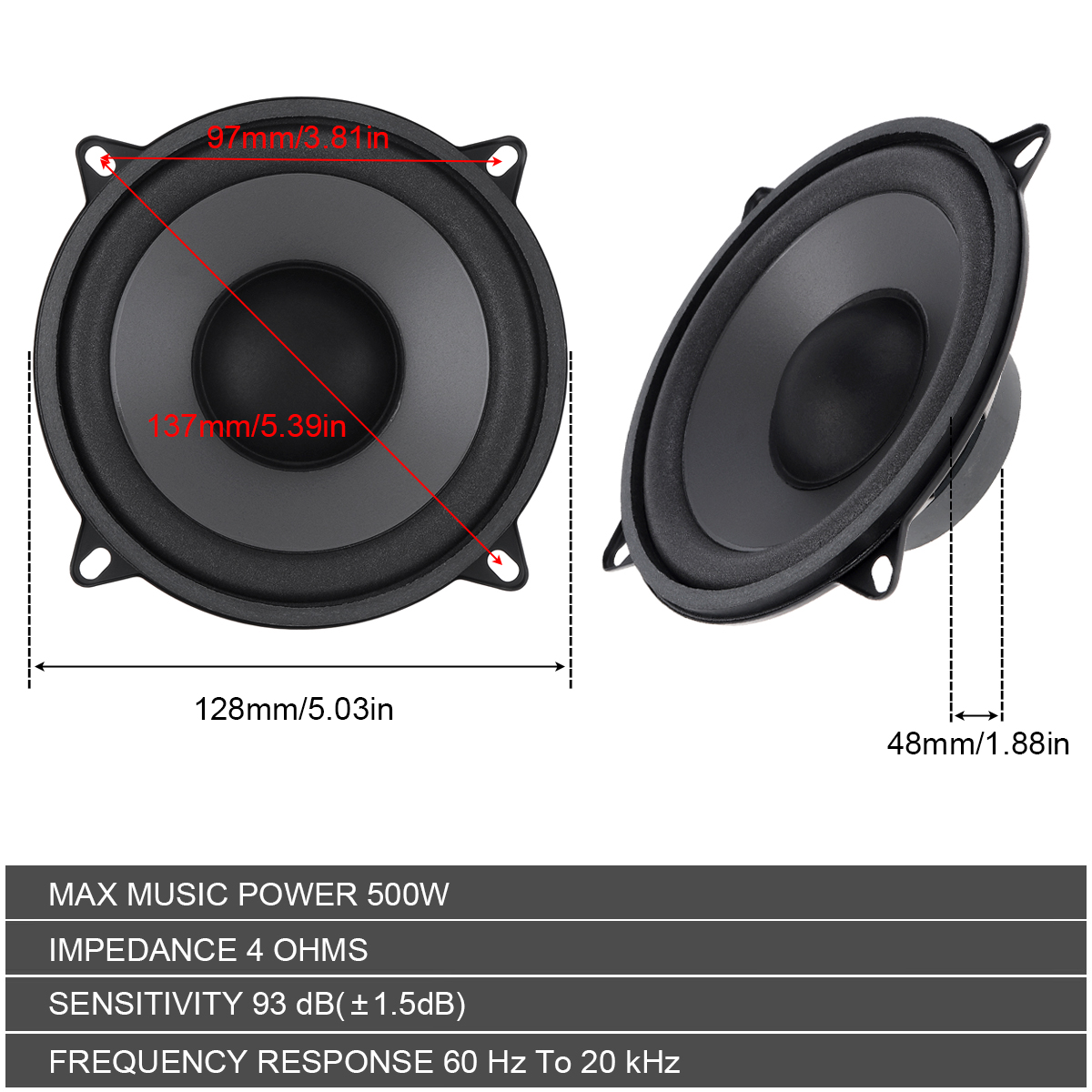 5 Inci 400W / 500W Speaker Koa - Audio Universal Music ulasan dan harga