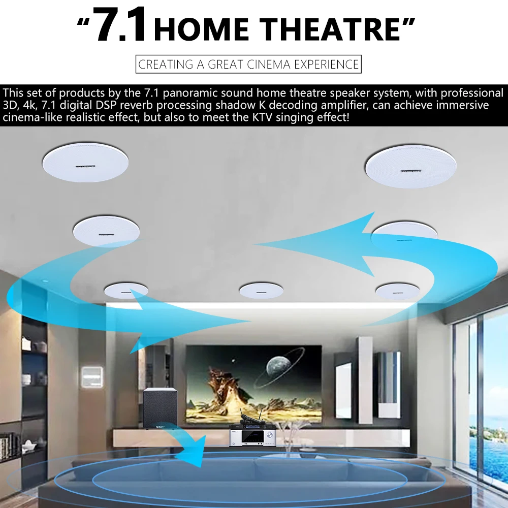 7.1 Set Speaker Plafon Home Th - Audio Music For Background ulasan dan harga