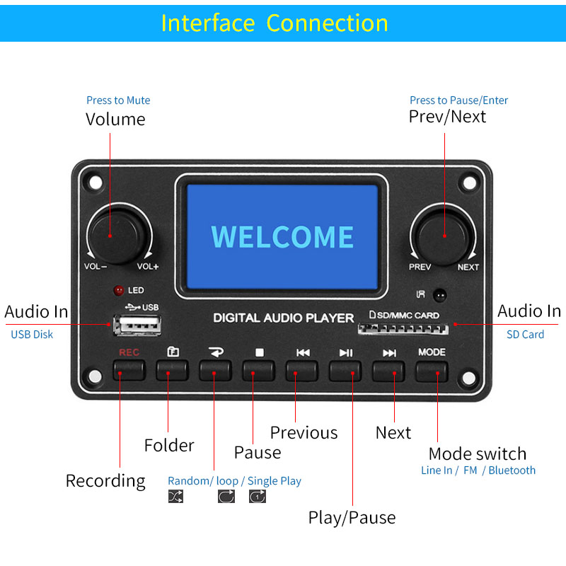 Modul Pemutar LCD UNISIAN MP3  - Audio Music Play ulasan dan harga